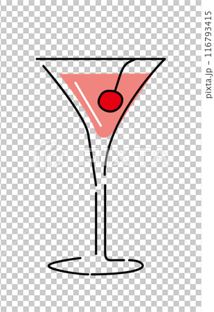 シンプルな線で描いたアルコールドリンクのイラスト 116793415
