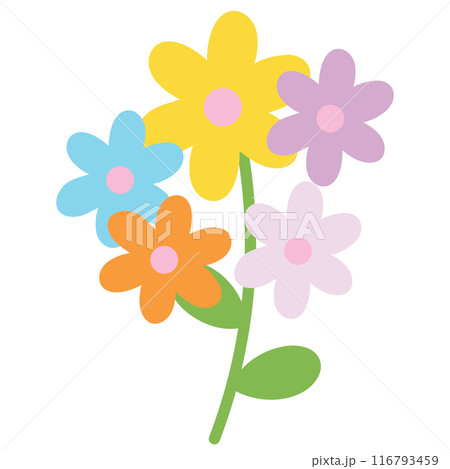 Illustration of pastel flower bouquet and green leaves for plants, tree, floral print, nature, garden, cute patches, shirt print, sticker, logo, icon, blossom, spring, summer, toy, doll, decorations Illustration of pastel flower bouquet and green leaves for plants, tree, floral print, nature, garden, cute patches, shirt print, sticker, logo, icon, blossom, spring, summer, toy, doll, decorations 116793459