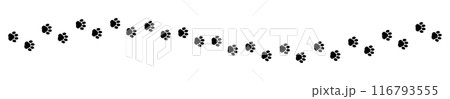 猫の足跡　ライン　線　曲線　イラスト　ベクター　黒 116793555