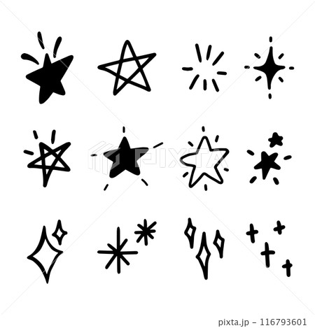 Various star and sparkle doodle hand drawn for element and illustration Various star and sparkle doodle hand drawn for element and illustration 116793601
