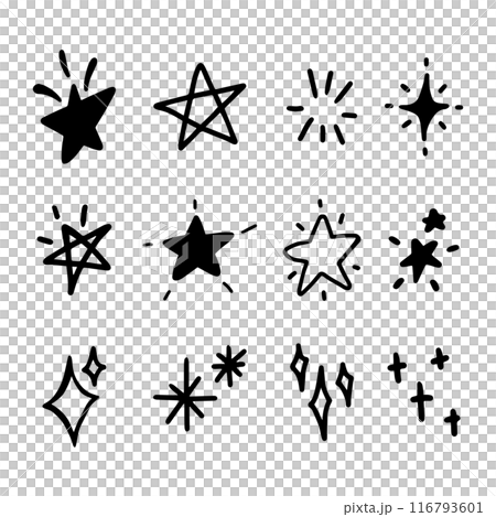 Various star and sparkle doodle hand drawn for element and illustration Various star and sparkle doodle hand drawn for element and illustration 116793601