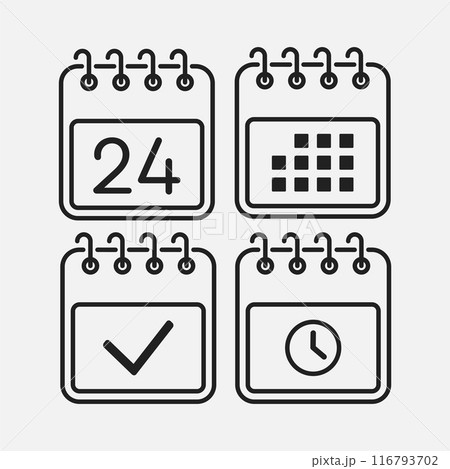 Icon page calendar - 24 day, agenda, timer, done 116793702