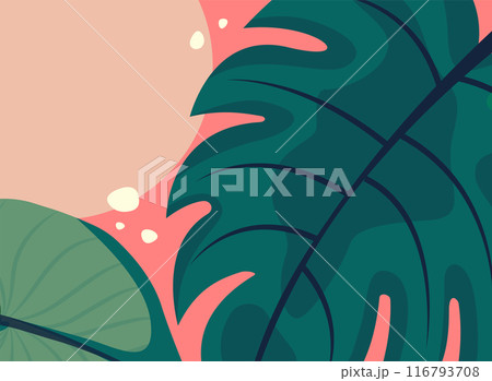 Tropical Abstract Nature banner for text. Sunset background in a Modern Vector Illustration Tropical Abstract Nature banner for text. Sunset background in a Modern Vector Illustration 116793708