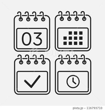 Icon page calendar - 3 day, agenda, timer, done 116793710