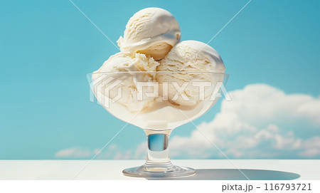バニラのアイスクリームと青空　AI生成画像 116793721