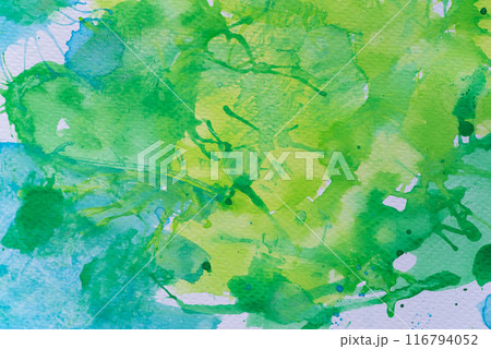 緑色と青色で塗られた水彩の背景 116794052