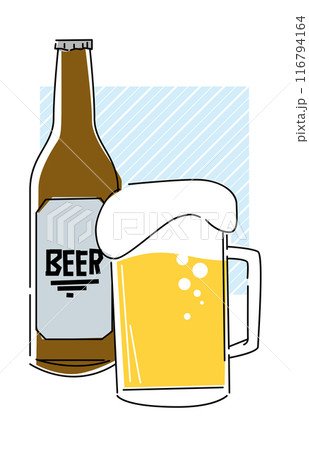 シンプルな線で描いたビールのイラスト 116794164
