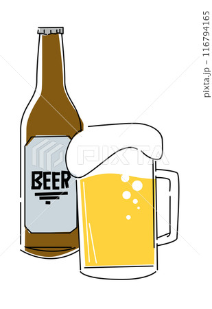 シンプルな線で描いたビールのイラスト 116794165