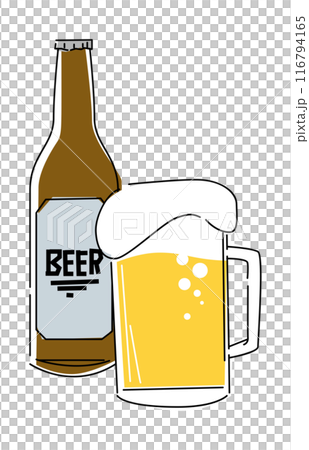 シンプルな線で描いたビールのイラスト 116794165