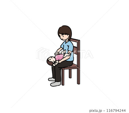 乳児への胸部突き上げ法 乳児への胸部突き上げ法 116794244