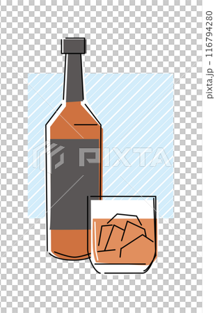 用簡單的線條繪製的威士忌插圖 用簡單的線條繪製的威士忌插圖 116794280