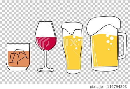 シンプルな線で描いたお酒のイラスト 116794298