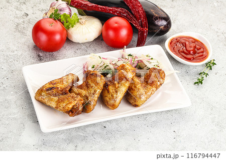 Grilled chicken wings with sauce Grilled chicken wings with sauce 116794447