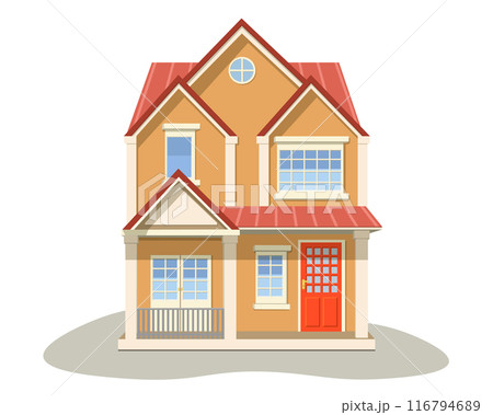 Small house with two floors front view 116794689
