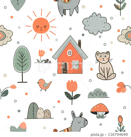 Vector Children's Seamless Pattern Kid Baby Print 116794699