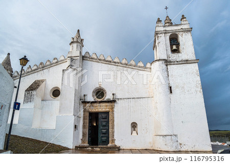 The Matriz Church, former Mosque of Mertola at the village of Mertola. Alentejo Region. Portugal 116795316
