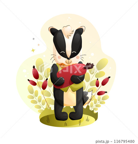 Children cute poster with cartoon Smiling Badger 116795480