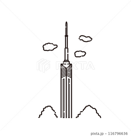 福岡タワーのイラスト（線画） 116796636