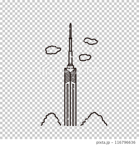 福岡タワーのイラスト（線画） 116796636