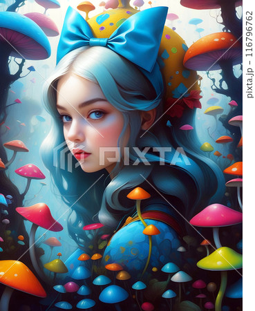 アリスのお話をアバンギャルドとシュールな世界観で表現したイラストレーション アリスのお話をアバンギャルドとシュールな世界観で表現したイラストレーション 116796762