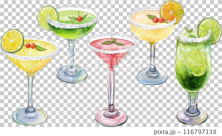 Colorful Margarita Cocktails with Lime Colorful Margarita Cocktails with Lime 116797138