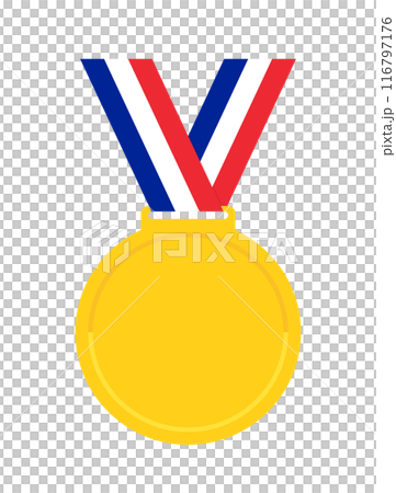 簡單素色金牌與三色領帶-冠軍、第一名、金牌的設計材料 116797176