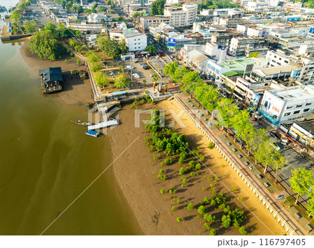Aerial view around Krabi city,Thailand nature and mountains in the morning sky,Wide angle from drone camera 116797405