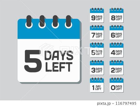 Countdown daily page calendar icon - 5 days left Countdown daily page calendar icon - 5 days left 116797495