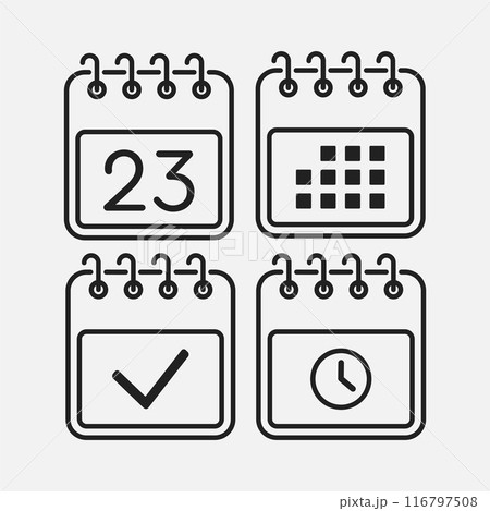 Icon page calendar - 23 day, agenda, timer, done 116797508
