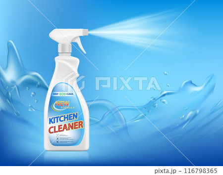 Kitchen cleaner spray. Poster concept for advertising 116798365