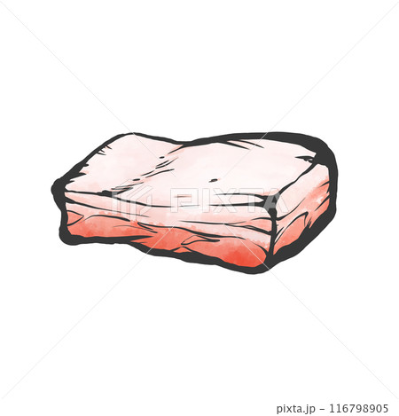 豚ばら肉かたまり手書き筆絵風イラスト 116798905