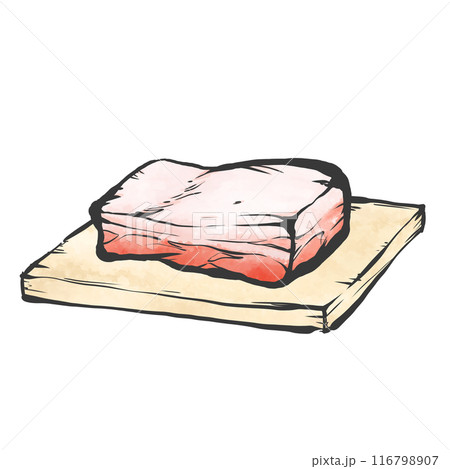 豚ばら肉かたまり手書き筆絵風イラスト 116798907