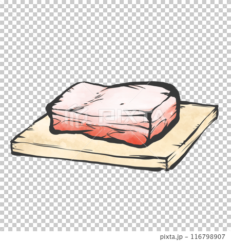 豚ばら肉かたまり手書き筆絵風イラスト 116798907