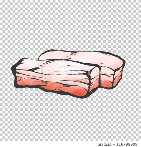 豚ばらブロック手書き筆絵風イラスト 116798909
