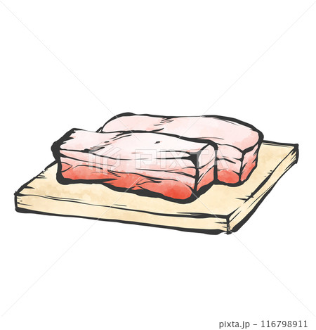 豚ばらブロック手書き筆絵風イラスト 116798911