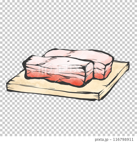 豚ばらブロック手書き筆絵風イラスト 116798911