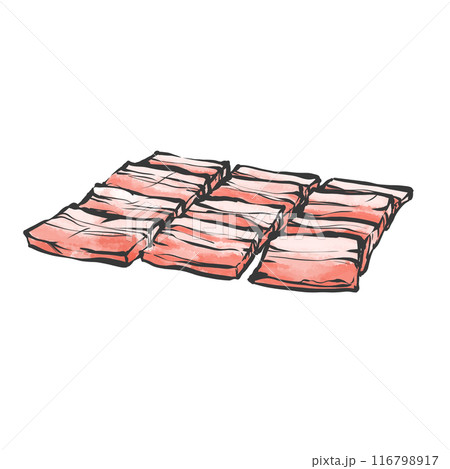 豚ばら焼肉用手書き筆絵風イラスト 豚ばら焼肉用手書き筆絵風イラスト 116798917