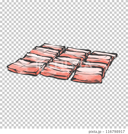 五花肉烤肉的手寫畫筆繪畫風格插圖 116798917