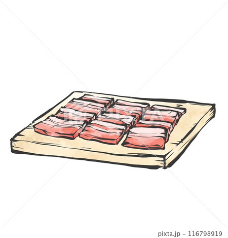 豚ばら焼肉用手書き筆絵風イラスト 116798919