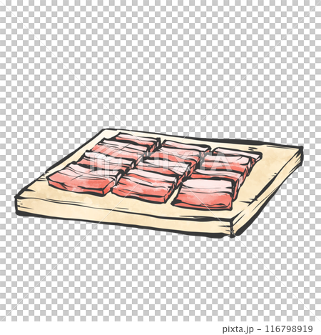 豚ばら焼肉用手書き筆絵風イラスト 116798919