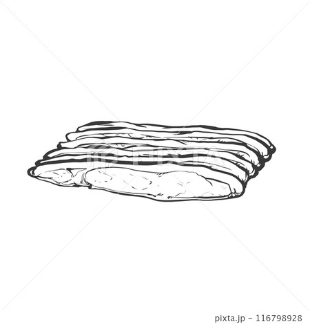 豚ロース肉薄切り手書き筆絵風イラスト 116798928