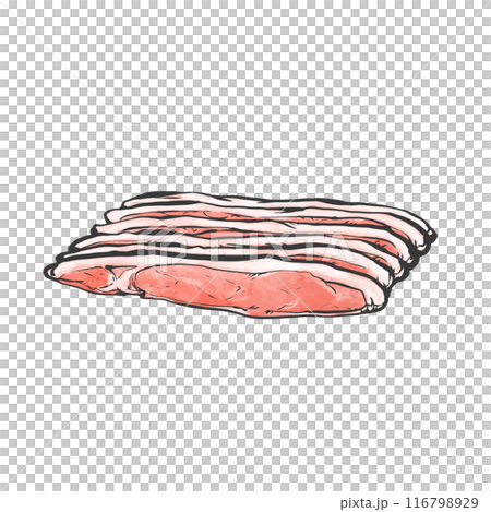 豚ロース肉薄切り手書き筆絵風イラスト 116798929