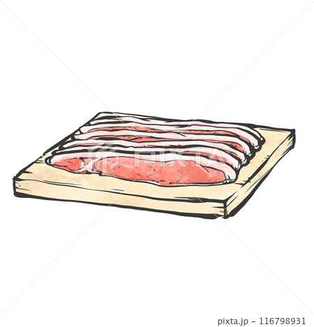 豚ロース肉薄切り手書き筆絵風イラスト 116798931