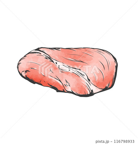 豚もも肉かたまり手書き筆絵風イラスト 116798933