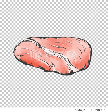 豚もも肉かたまり手書き筆絵風イラスト 116798933