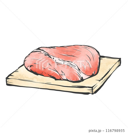 豚もも肉かたまり手書き筆絵風イラスト 116798935