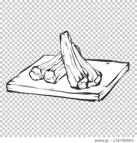 豬肉切排骨手寫畫筆繪畫風格插畫 豬肉切排骨手寫畫筆繪畫風格插畫 116798983