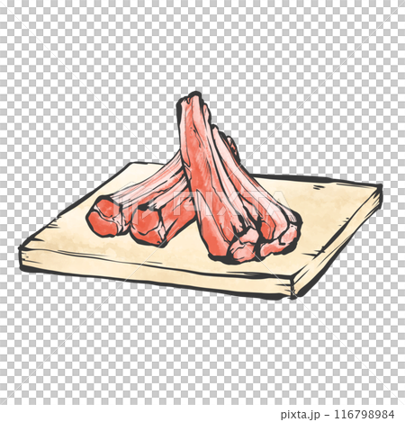 豬肉切排骨手寫畫筆繪畫風格插畫 豬肉切排骨手寫畫筆繪畫風格插畫 116798984
