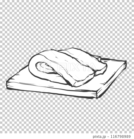Pork back fat hand-drawn brush-style illustration 116798989