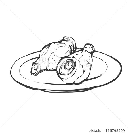 豚ドーナツ手書き筆絵風イラスト 116798999